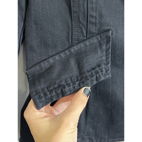 Vtg Blazer Jean Jacket Womens XS Black Denim Double Button Faux Pockets Y2K 90s‎ - Picture 4 of 15